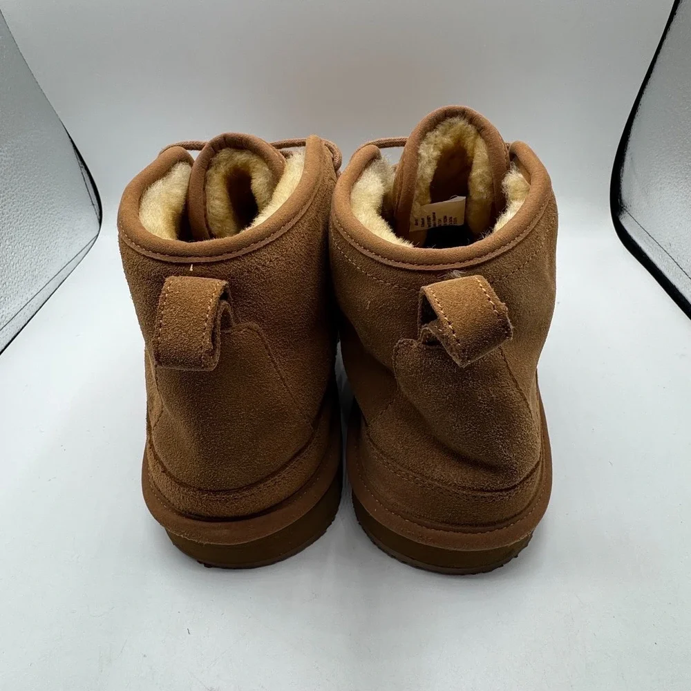 LL Bean Shearling Slippers Men 12 Brown Suede Moccasin Booties 515971